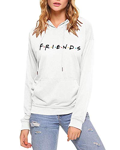 Mujer Sudaderas Friends Imprimir Sudadera Manga Larga Cuello Redondo Pullover Hip Hop Hoodie Camiseta Blusa Tops Suéter Otoño Invierno Casual