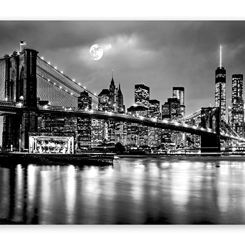 murando Fotomurales New York 400x280 cm XXL Papel pintado tejido no tejido Decoración de Pared decorativos Murales moderna de Diseno Fotográfic Ciudad Luna Noche d-B-0205-a-a