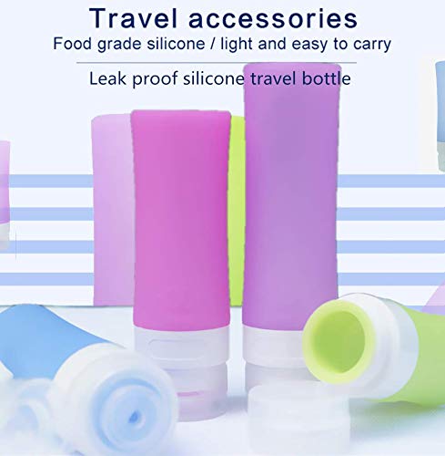 MUUZONING Botellas de Viaje de Silicona, 100% BPA Gratis Recipientes rellenables portátiles a Prueba de Fugas para champú, Acondicionador,Loción, artículos de tocador(4 Unidades) -80ml