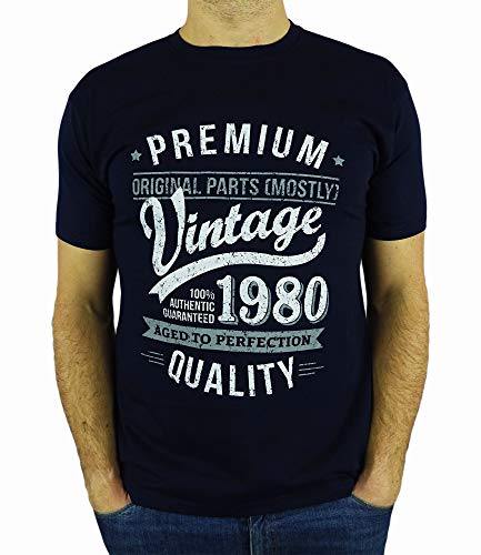 My Generation Gifts Vintage Year - Aged to Perfection - 40 Cumpleaños Años - Regalo de Cumpleaños Camiseta para Hombre - Azul Marino XL