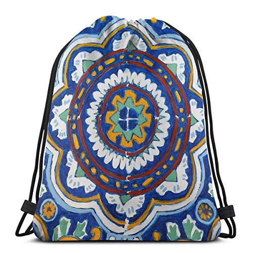 N / A Talavera sobre Lienzo Impresión Mochila Cordónes Premyo Drawstring Bolso Multiusos Gimnasia Saco Bolsa Unisexo Bolsas De Cordones per Mujer Hombre