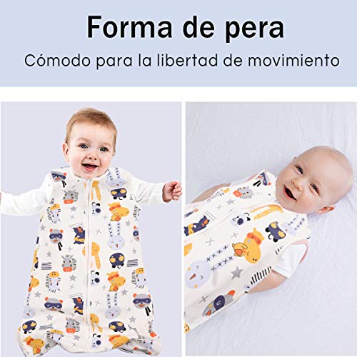 Nabance Saco de Dormir para Bebé 0.5 TOG Saco de Dormir de Algodón Unisex para Patrón animal 3-18 meses