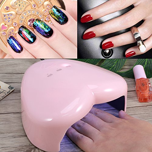 Nail Lamp Filfeel 18W en forma de corazón LED UV Nail Dryer Nail Art Nail Art Tools para todos los geles(Rosa)