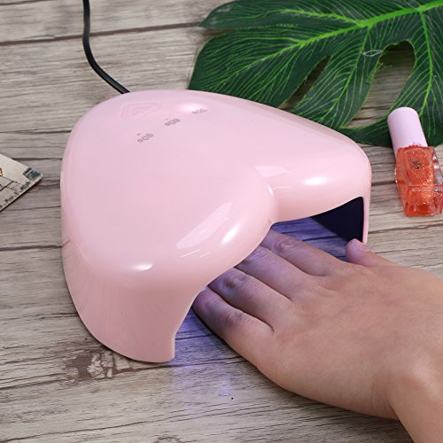 Nail Lamp Filfeel 18W en forma de corazón LED UV Nail Dryer Nail Art Nail Art Tools para todos los geles(Rosa)