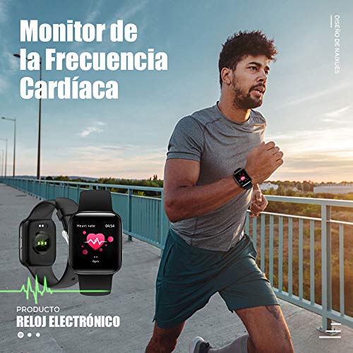 NAIXUES Smartwatch, Reloj Inteligente IP68 para Hombre, Reloj Deportivo con Monitor de Sueño Pulsómetro Podómetro Notifica Whatsapp, Pulsera Actividad Inteligente para Android iOS (Negro)