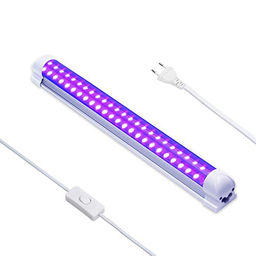 Naliovker 10W Luz de Discoteca UV LED Tubo Integrado de Luz Negra LáMpara de Curado UV Tubo de Luz LED Violeta para Pintura Corporal de Fiesta de Luz Negra (Enchufe de la EU)