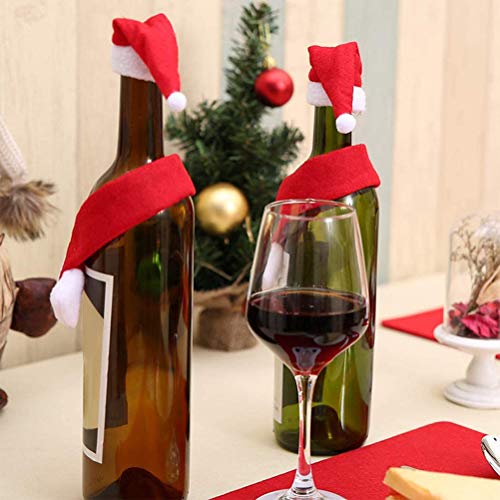 Nargut - Juego de botellas de vino de Navidad, 10 fundas para botellas de vino de Navidad, reutilizables, para decoración de Navidad, fiestas, cocina, mesa de hotel, bar