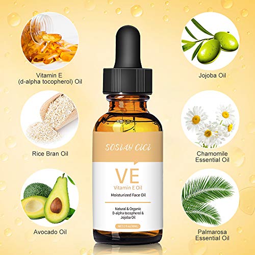 Natural Aceite de Vitamina E, Antienvejecimiento, Reduce las Arrugas, Elimina las Manchas Oscuras, Ilumina la Cara, para el Cuidado Facial y Corporal 30ml