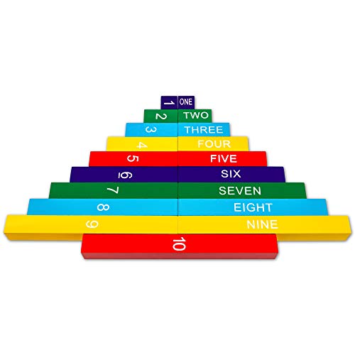 Natureich Juguete educativo de matemáticas Montessori de madera para aprender los números con barras de números en escritura y números Coloridas / Naturales