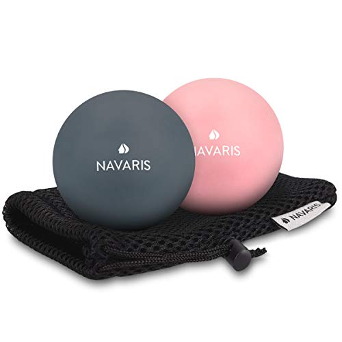 Navaris Set de 2 Bolas para masajes - Bolas de lacrosse para automasajes - 2 Pelotas para fisioterapia crossfit terapia de puntos - Massage Balls