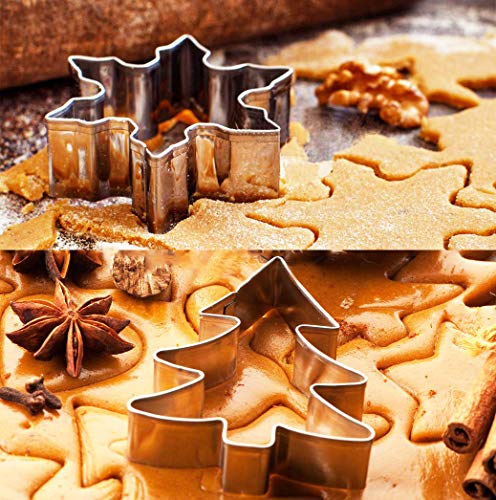 Navidad Cortadores de Galletas, 20 Piezas Navidad Moldes Metalicos para Reposteria Bizcocho Pastel Cookie Fondant Tarta Horno Formas, Navidad Decoración de Fiesta -Acero Inoxidable