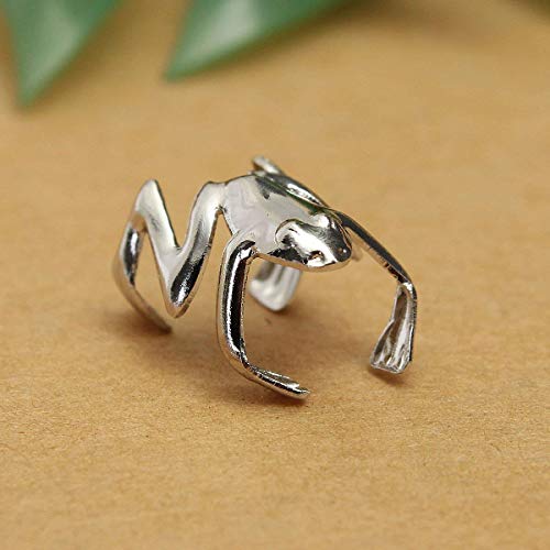 Ndier 1 x Unisex Frog Design aleación Ear Cuff Clip Wrap Pendientes bisutería (Plata)