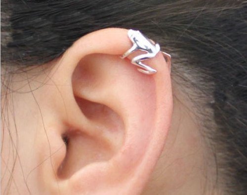 Ndier 1 x Unisex Frog Design aleación Ear Cuff Clip Wrap Pendientes bisutería (Plata)