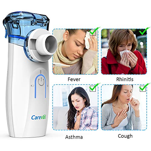 Nebulizador Portátil, Carevas Ultrasónico Inhalador para Niños y Adultos, USB racargable, Dispositivo silencioso para mejorar la, con Boquilla