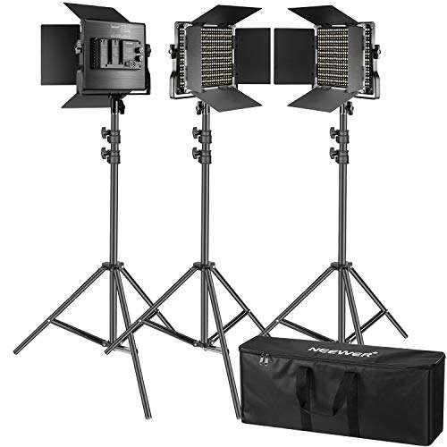 Neewer Kit de 3 Luces Video 660 LED Iluminación Fotografía con Soporte: Regulable 3200-5600K CRI96 + Panel LED, 200cm Soporte Luz de Calidad Prima para Estudio Youtube Video