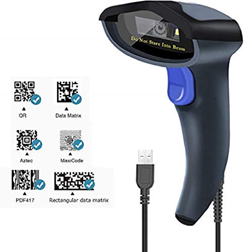 NETUM - Escáner de código de barras con cable 2D QR - Lector de código de barras omnidireccional manual (QR, PDF417, matriz de datos) con cable USB