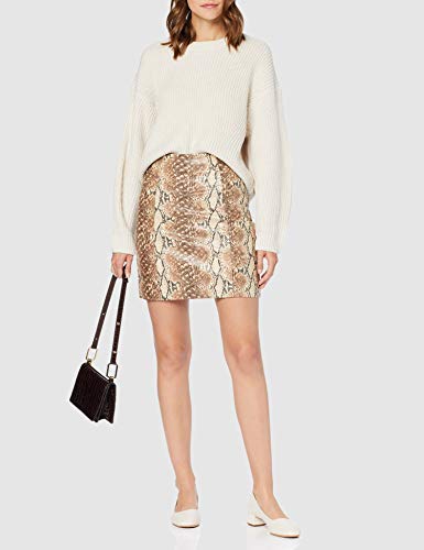 New Look Snake PU Mini Falda, Marrón (patrón marrón 29), 34 para Mujer