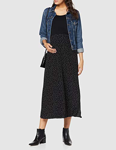 New Look Spot Split Side Falda, Negro (Black Pattern 9), 46 (Talla del Fabricante: 18) para Mujer