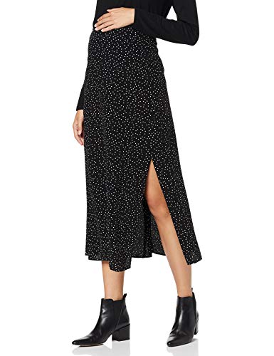 New Look Spot Split Side Falda, Negro (Black Pattern 9), 46 (Talla del Fabricante: 18) para Mujer