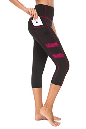 New Mincc Leggings de mujer, 3/4, para hacer deporte, cintura alta, línea del cuerpo definida Rojo rosso L