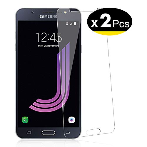 NEW'C 2 Unidades, Protector de Pantalla para Samsung Galaxy J7 2016, Antiarañazos, Antihuellas, Sin Burbujas, Dureza 9H, 0.33 mm Ultra Transparente, Vidrio Templado Ultra Resistente