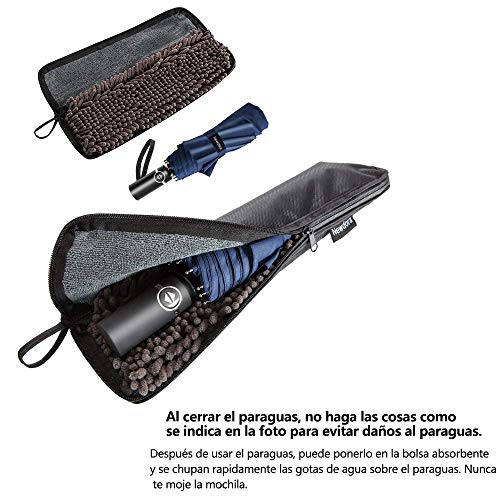 Newdora Paraguas Plegable Automático Impermeable 10 Armazones de Metal Compacto Resistencia contra Viento para Viaje para Hombres y Mujeres