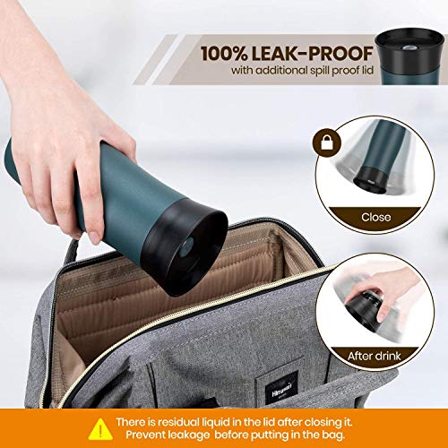 Newdora Termo Café para Llevar Taza de Viaje con Aislamiento al Vacío de 380ml de Acero Inoxidable Termos para Té o Café Tazas Térmicas a Prueba de Fugas de Doble Pared sin desenroscar la Tapa