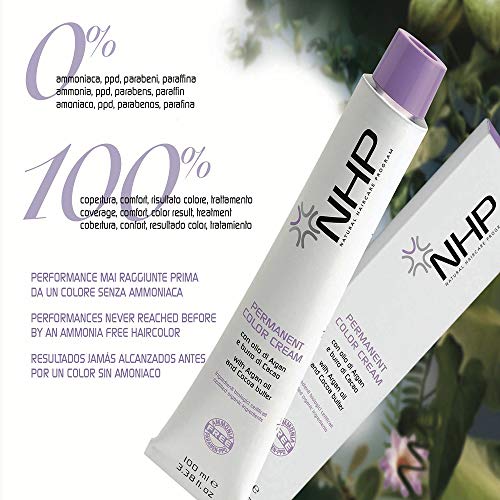 NHP Permanent Color Cream. 6.22 Irisee Violeta intensa. Con aceite de argán manteca de cacao. Ingredientes orgánicos certificados 100 ml.