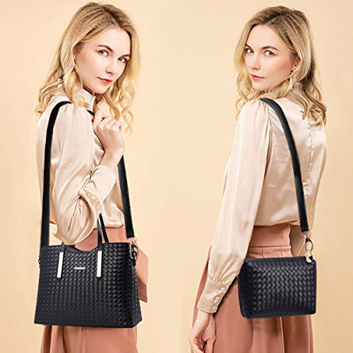 NICOLE & DORIS Bolsos para Mujeres Bolsos de asa Superior Bolso de Hombro para Mujer 3pcs Bolsos del Trabajo, Diario Vida Negro