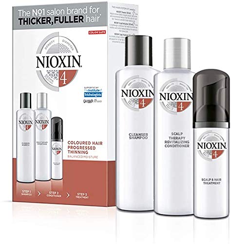 Nioxin Trial Kit de 3 Pasos Sistema 4 - Tratamiento para Cabello Teñido que Proporciona el Doble de Densidad en unos Segundos (Champú 150 ml, Acondicionador 150 ml y Tratamiento 50 ml)