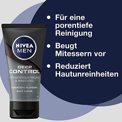 Nivea Men Deep Control - Exfoliante antiespinillas y gel de lavado, 75 ml