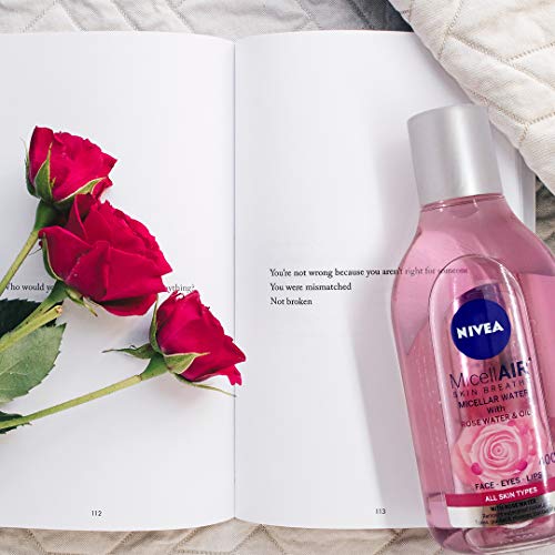 NIVEA MicellAIR Skin Breathe Agua Micelar con Aceite & Agua de Rosas en pack de 6 (6 x 400 ml), agua micelar desmaquillante para una piel suave y libre de residuos