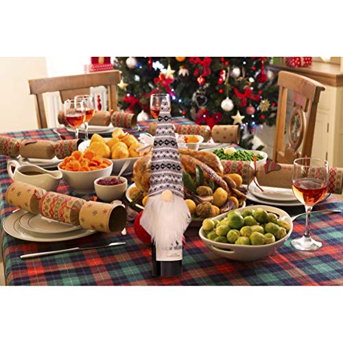 NIVNI Funda de botella, 4 piezas de botellas de vino de Navidad Cubiertas de Papá Noel Mesa de Cena Botella de Vino Decoraciones de Navidad