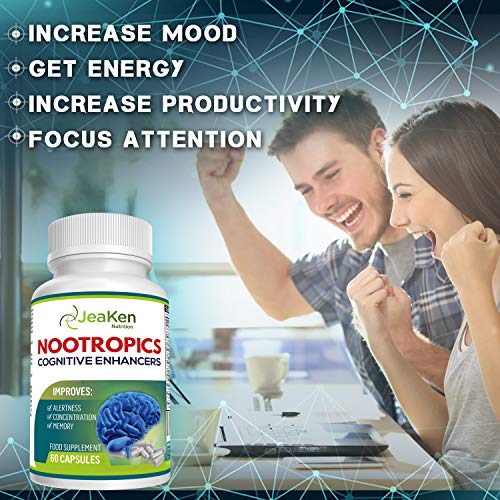 NOOTROPICOS NATURALES VITAMINAS MEMORIA Y CONCENTRACION - Vitaminas Para El Cerebro - Vitaminas Para El Cansancio Mejorado con Rhodiola Rosea, L Tirosina, L Teanina, Ginkgo Biloba- 60 Mentis Pastillas