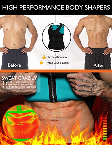 NOVECASA Chaleco Sauna Hombre Compresion de Neopreno Chaleco Modelador Camiseta Reductora para Adelgazante Sudoración Musculación con Cremallera (XL, Azul)