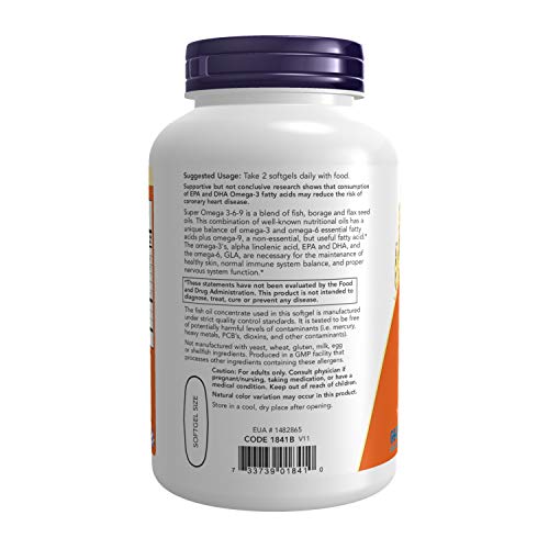 Now Foods SUPER OMEGA 3-6-9 1200mg - 180 Softgels