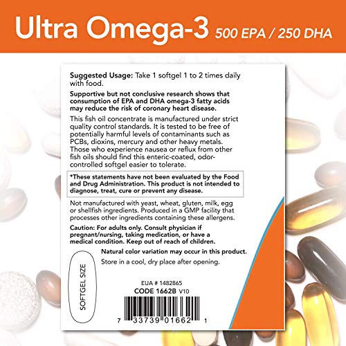 NOW Foods - Ultra Omega-3 500 DHA EPA/250 - 180 Cápsulas blandas