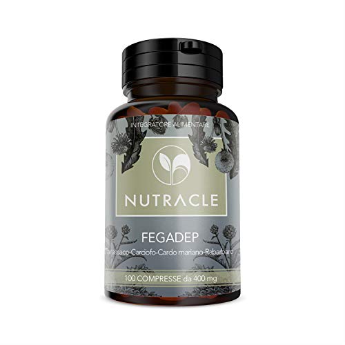 NUTRACLE - 100 tabletas FEGADEP de 400 mg Para purificar y desintoxicar el hígado y el tracto biliar - Acción diurética y hepatoprotectora - Con diente de león, alcachofa, Cardo Mariano y ruibarbo