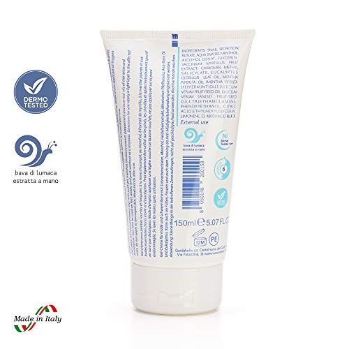 Nuvo' Gel crema refrescante Piernas Pies Tobillos EFECTO FRÍO. Baba de Caracol Mentol Eucalipto Extractos de Arándanos.Made in Italy 150ml