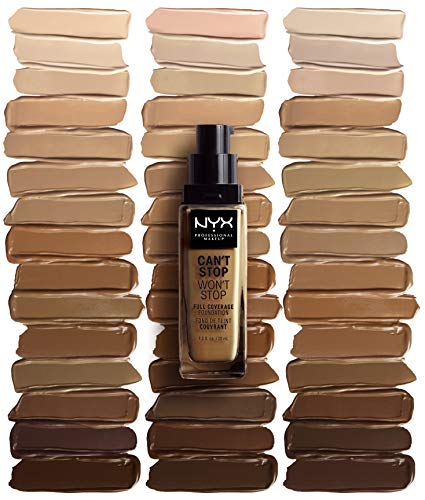 NYX Professional Makeup Base de maquillaje Can't Stop Won't Stop Full Coverage Foundation, Larga duración, Waterproof, Fórmula vegana, Acabado mate, Tono: Vanilla