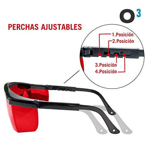 O³ Gafas Laser Depilación - Gafas de protección para depilación HPL/IPL/Luz Pulsada Con Funda - Gafas De Seguridad Para Protección de Ojo 1 Color Rojo