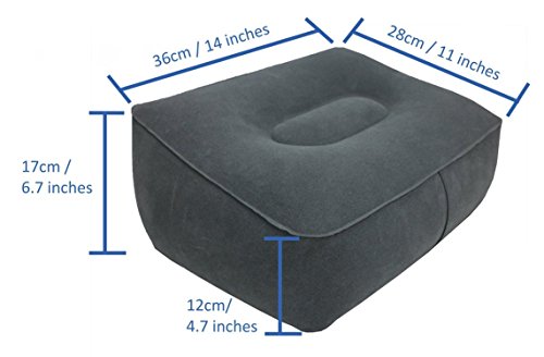 ObboMed HR-7300 Almohadillaplegable e inflabe reposapiés de Viaje- 36 x 28 x (12-17) cm -Reducir el Riesgo de sufriruna TVP - Uso casa, la Oficina, o para Viajes