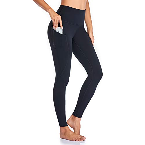 Occffy Leggings Mujer Deporte Cintura Alta Mallas Pantalones Deportivos Leggins con Bolsillos para Yoga Running Fitness y Ejercicio Oc01 (Negro, M)