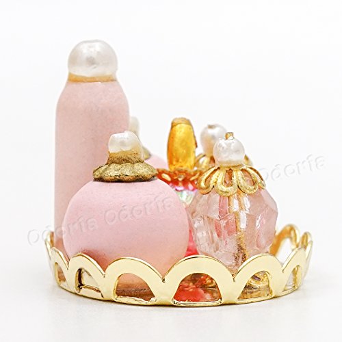 Odoria 1/12 Miniatura Cajas Organizadoras Perfume con Bandeja de Oro Decorativo para Casa de Muñecas