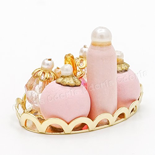 Odoria 1/12 Miniatura Cajas Organizadoras Perfume con Bandeja de Oro Decorativo para Casa de Muñecas