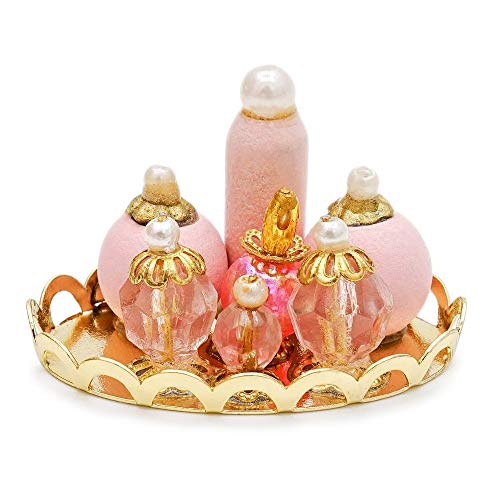 Odoria 1/12 Miniatura Cajas Organizadoras Perfume con Bandeja de Oro Decorativo para Casa de Muñecas