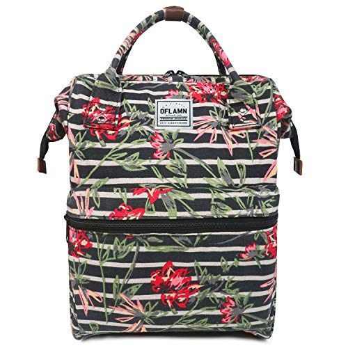 Oflamn Mochila para Mochila portátil Bolsa de Escuela de Lona Unisex Vintage Daypack para Hombres y Mujeres, Colegio y niños (3.0 Floral)