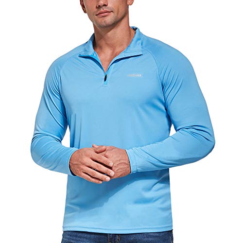 Ogeenier Hombre Deportiva Camiseta de Manga Larga con protección Solar contra UV UPF 50+