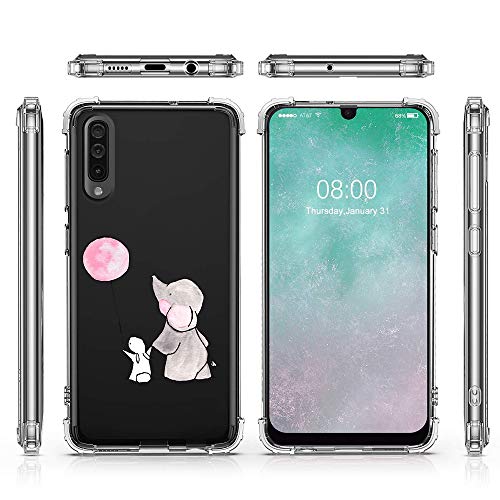 Oihxse Silicona Funda con Huawei Y5 2018 TPU Flexible Suave Transparente Protector Estuche Airbag Esquinas Reforzadas Ultra-Delgado Elefante Patrón Anti-Choque Caso (C10)