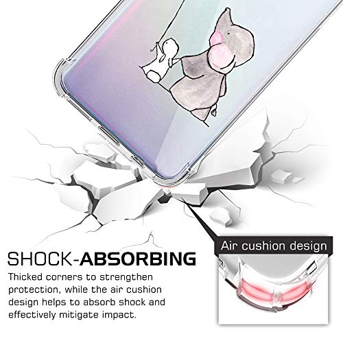 Oihxse Silicona Funda con Huawei Y5 2018 TPU Flexible Suave Transparente Protector Estuche Airbag Esquinas Reforzadas Ultra-Delgado Elefante Patrón Anti-Choque Caso (C10)